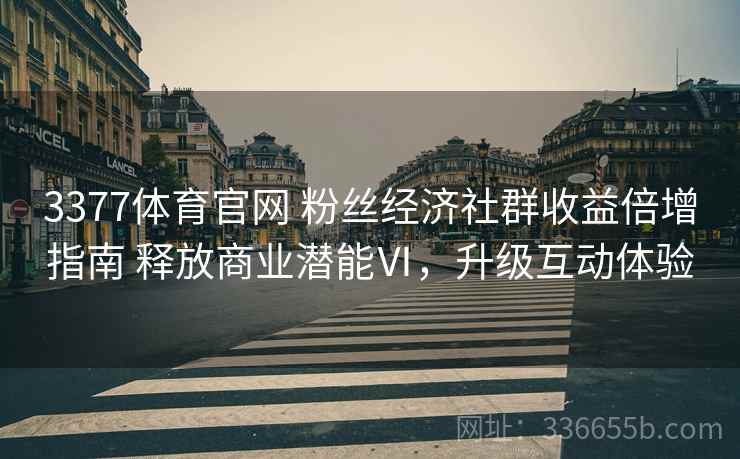 3377体育官网 粉丝经济社群收益倍增指南 释放商业潜能Ⅵ，升级互动体验