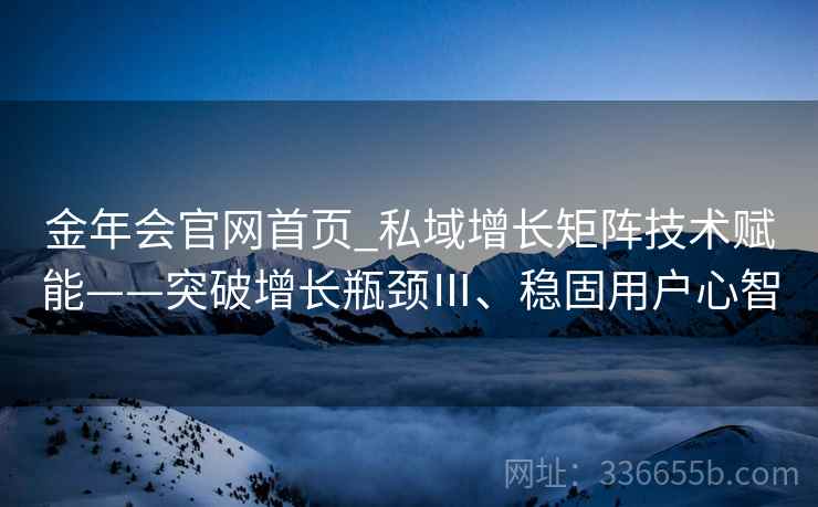 金年会官网首页_私域增长矩阵技术赋能——突破增长瓶颈Ⅲ、稳固用户心智