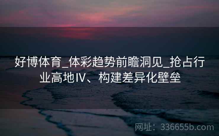 好博体育_体彩趋势前瞻洞见_抢占行业高地Ⅳ、构建差异化壁垒